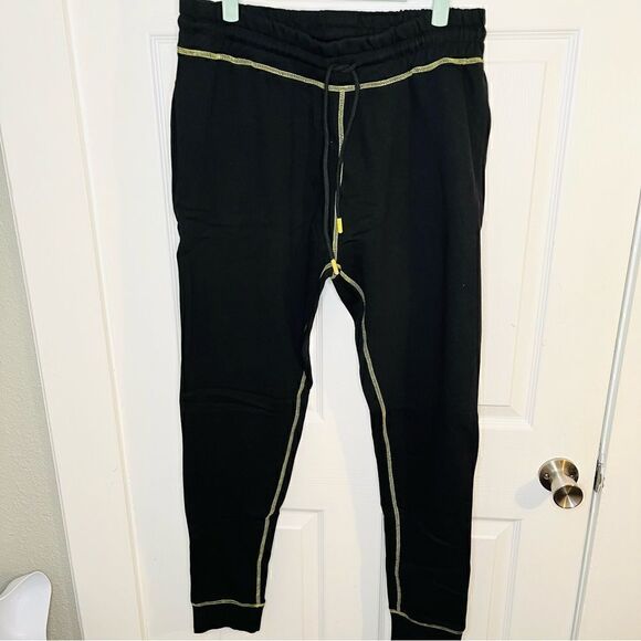 Elevenparis Contrast Stiched Joggers Cotton Black Neon Line Green Stitching M - Picture 2 of 9